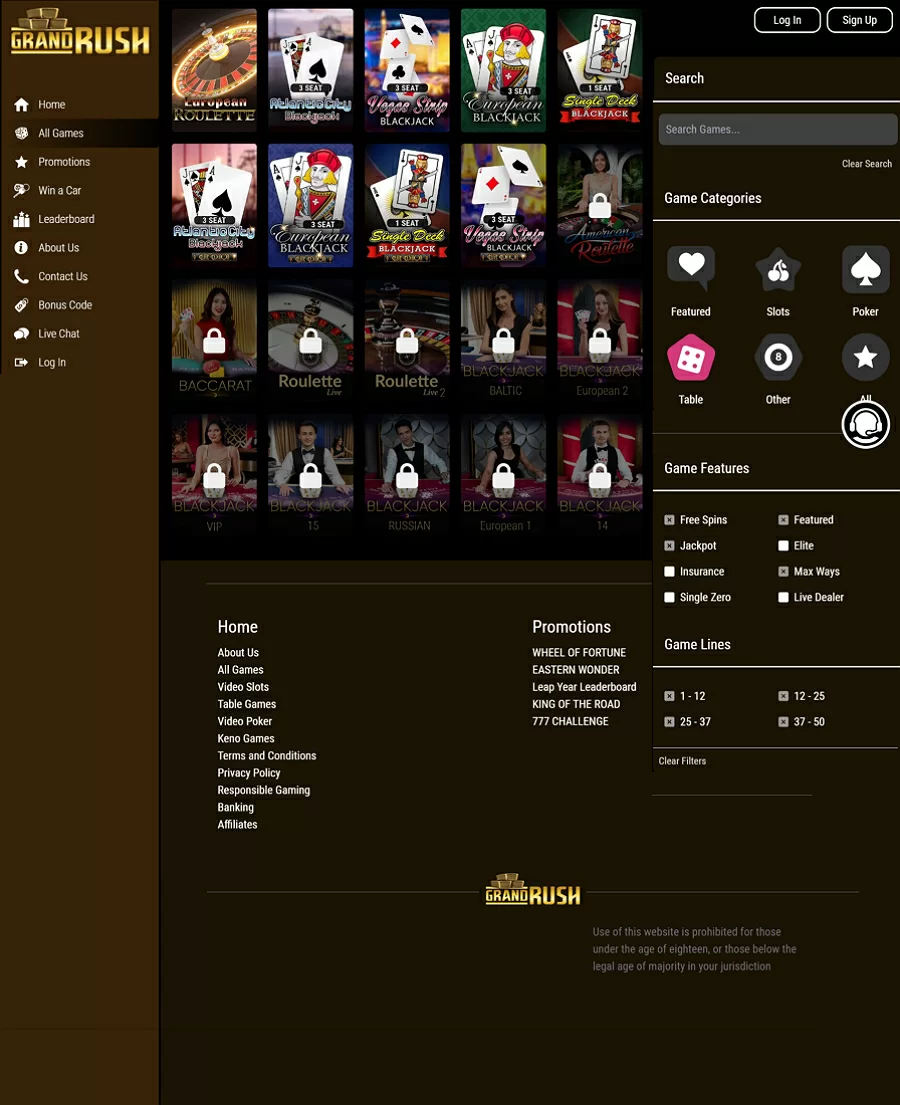 Grand Rush Casino Roulette screenshot