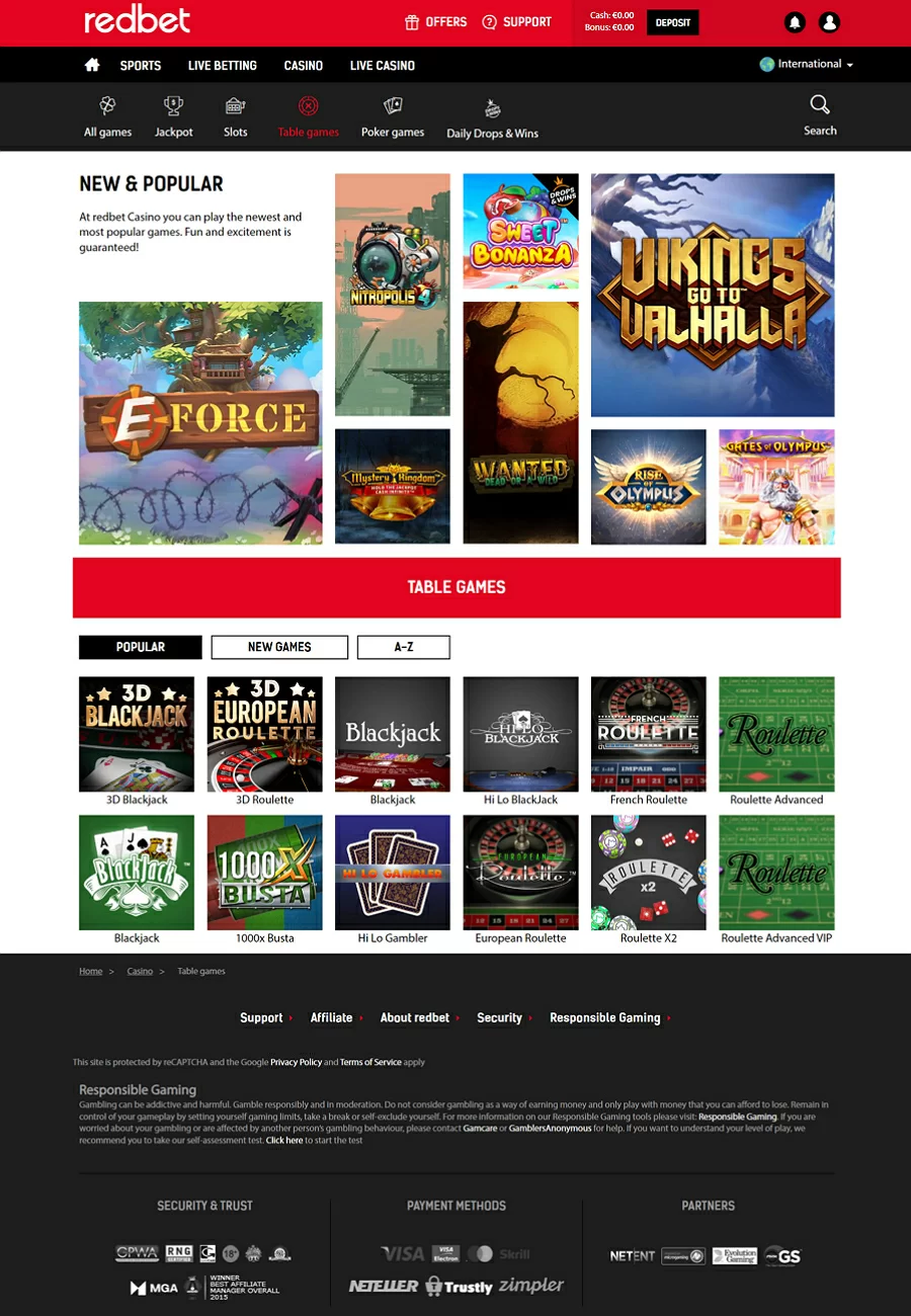 Captura de pantalla de la Ruleta del Casino Redbet